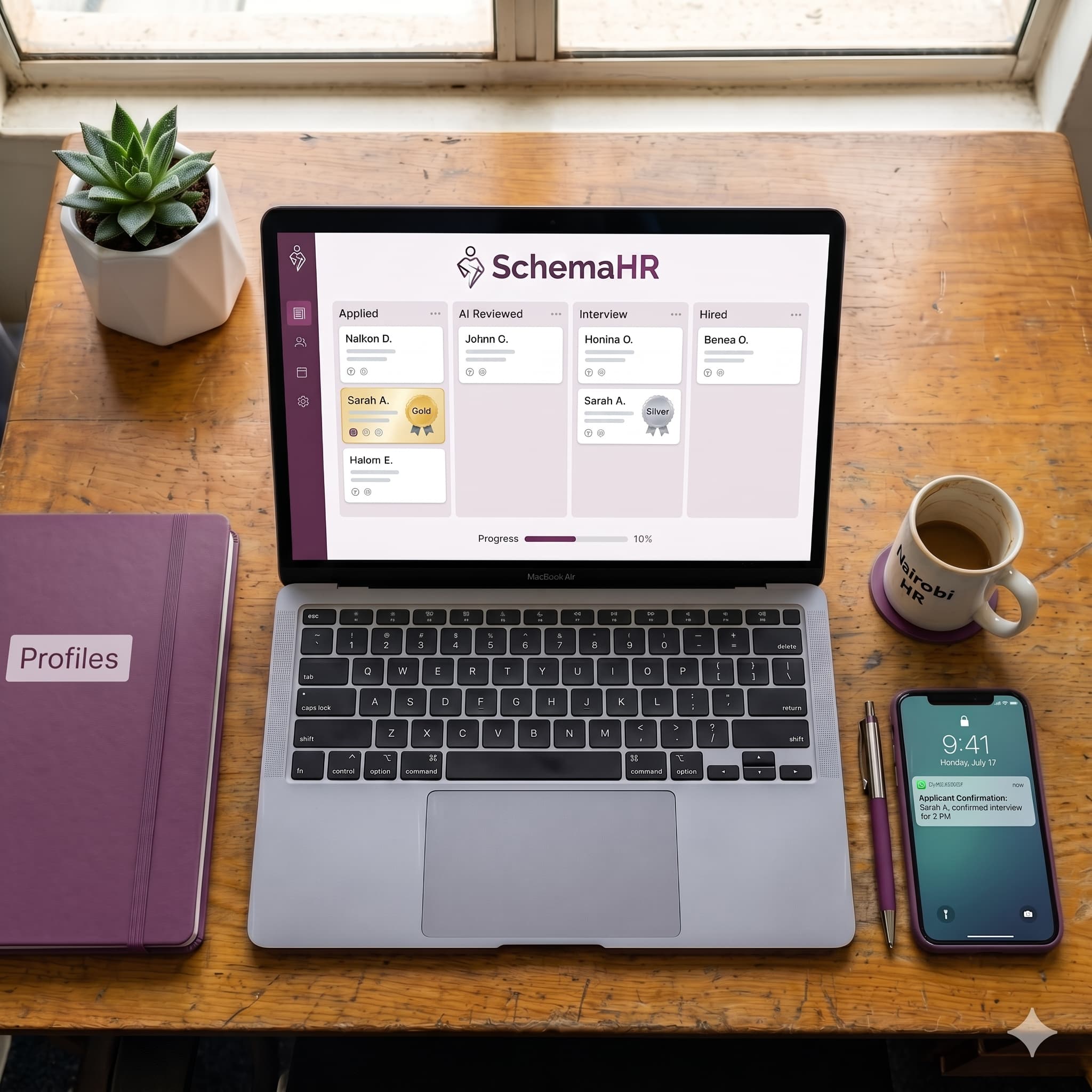 SchemaHR — clean organised pipeline dashboard