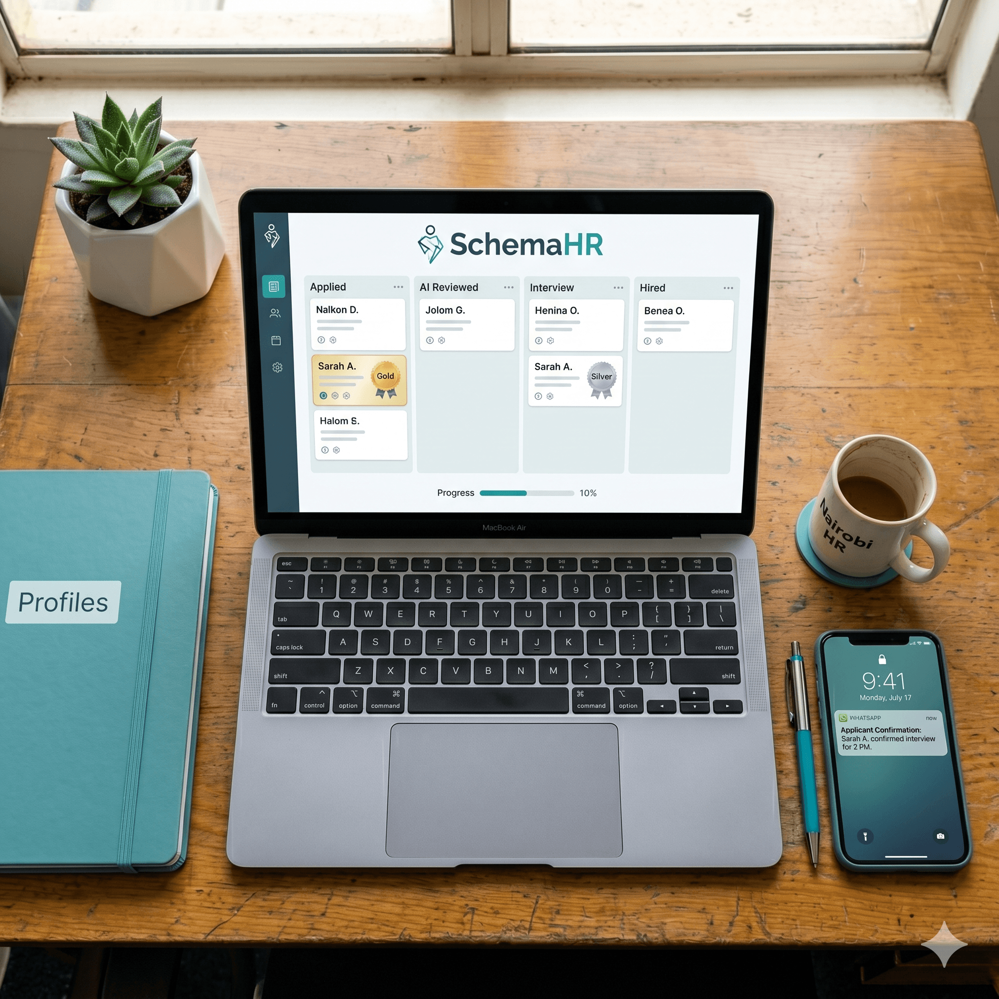 SchemaHR — clean organised pipeline dashboard